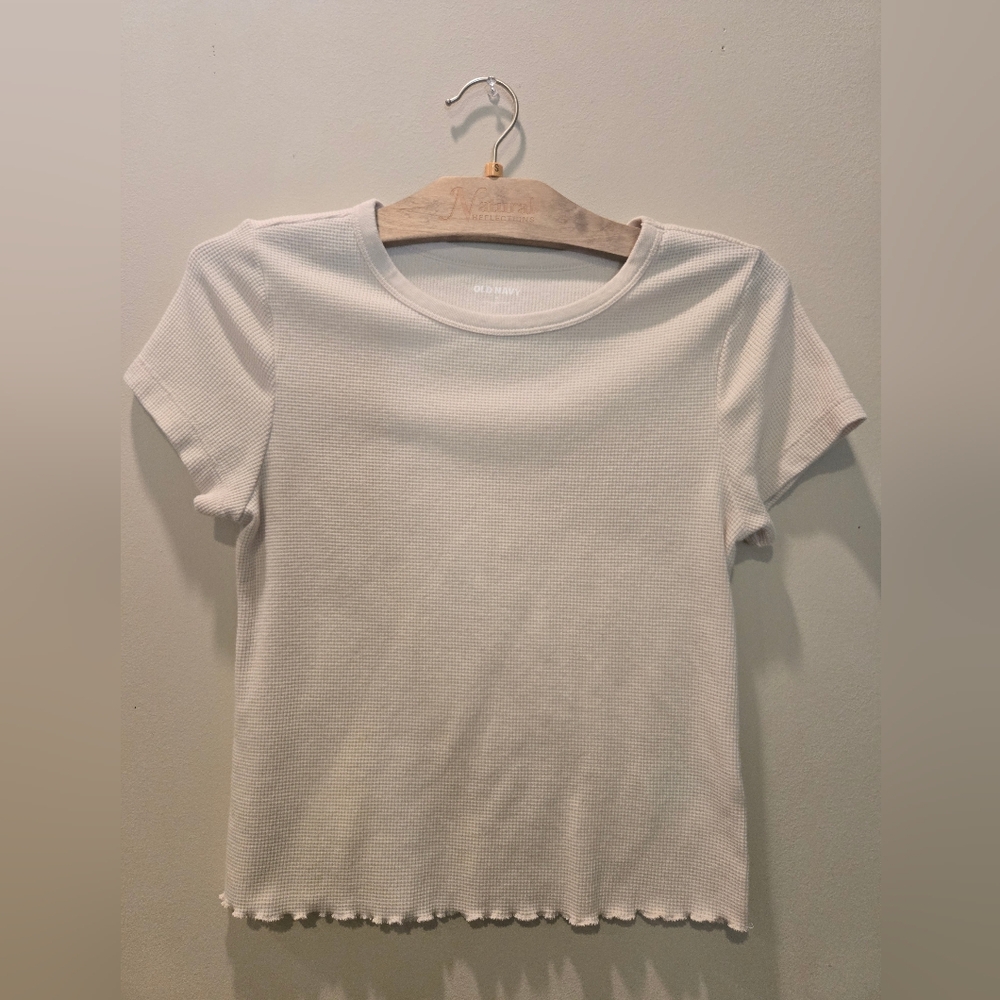Old Navy Textured White Short Sleeve Tee
